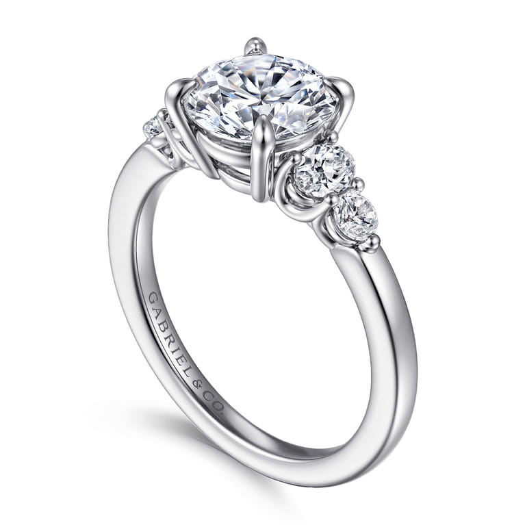 Wave - 14K White Gold Round Diamond Engagement Ring - 0.42 ct - Shot 3