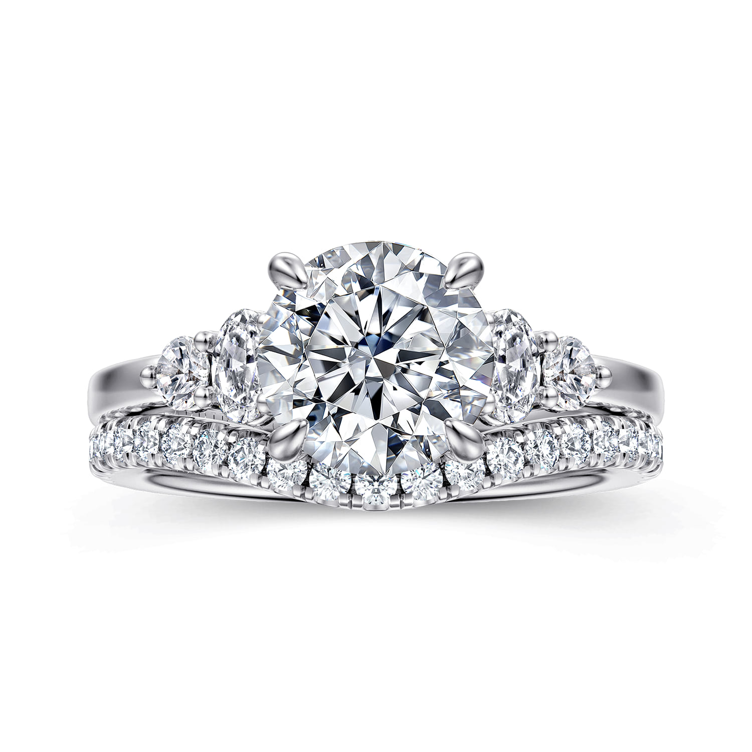 Wave - 14K White Gold Round Diamond Engagement Ring - 0.42 ct - Shot 4