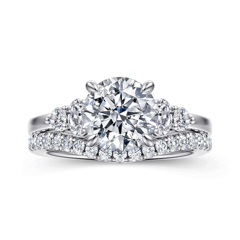 Wave - 14K White Gold Round Diamond Engagement Ring - 0.42 ct - Shot 4
