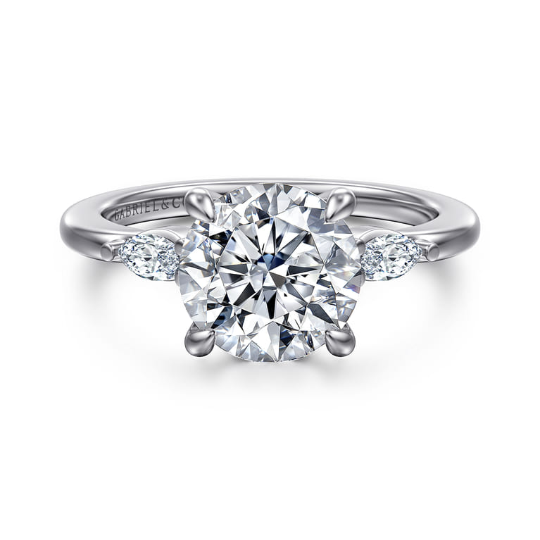 Dela - 14K White Gold Round Three Stone Diamond Engagement Ring - 0.17 ct - Shot 1