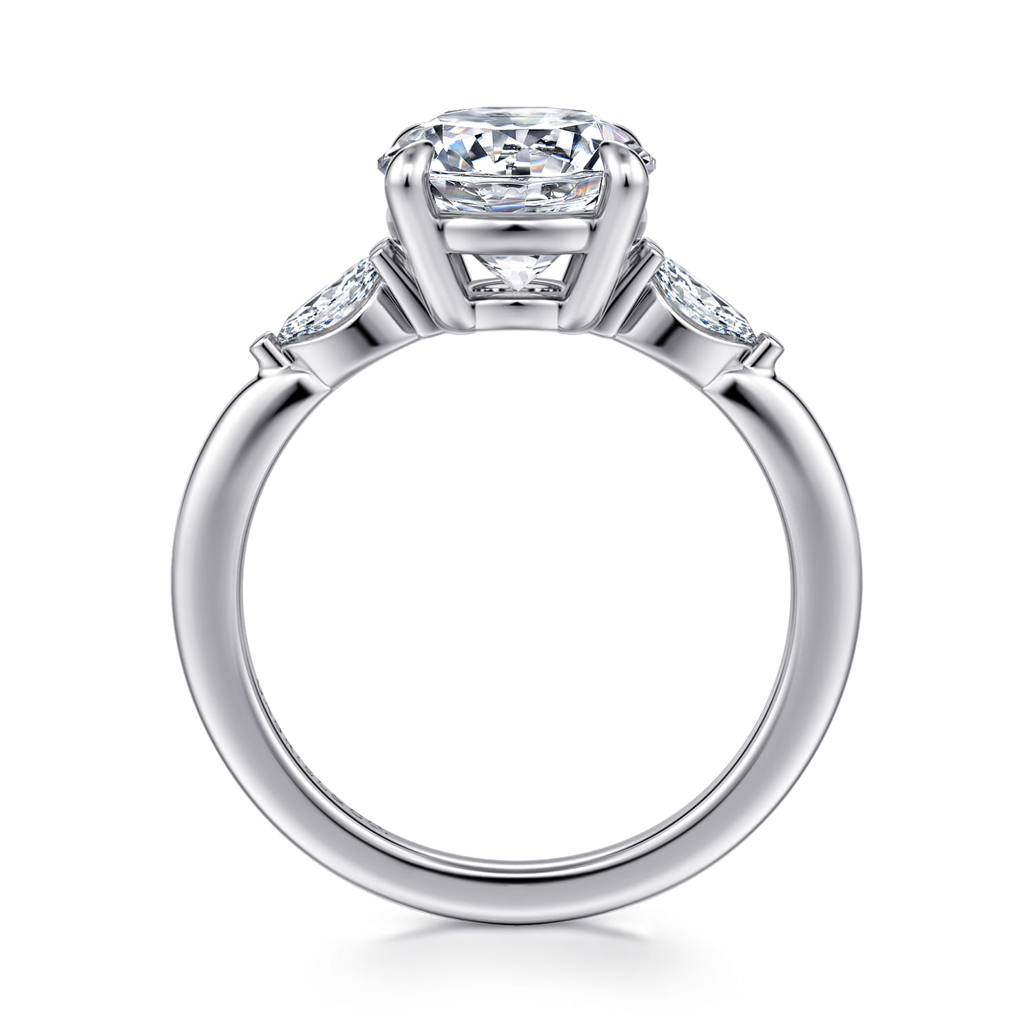 Dela - 14K White Gold Round Three Stone Diamond Engagement Ring - 0.17 ct - Shot 2
