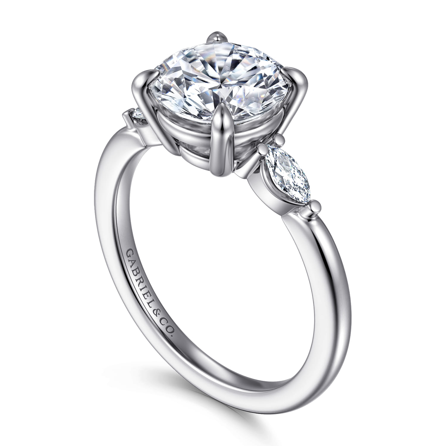 Dela - 14K White Gold Round Three Stone Diamond Engagement Ring - 0.17 ct - Shot 3