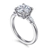 Dela - 14K White Gold Round Three Stone Diamond Engagement Ring - 0.17 ct