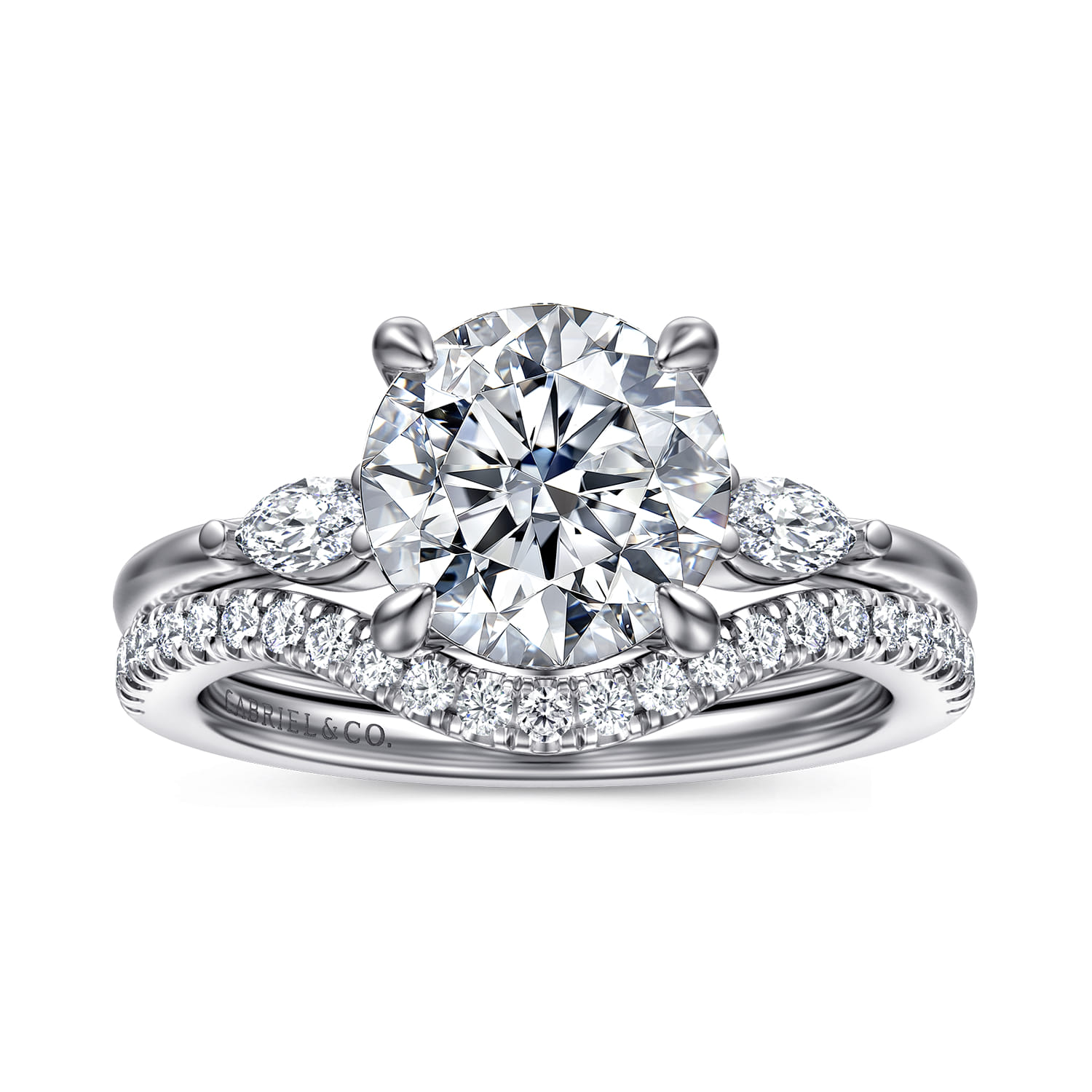 Dela - 14K White Gold Round Three Stone Diamond Engagement Ring - 0.17 ct - Shot 4