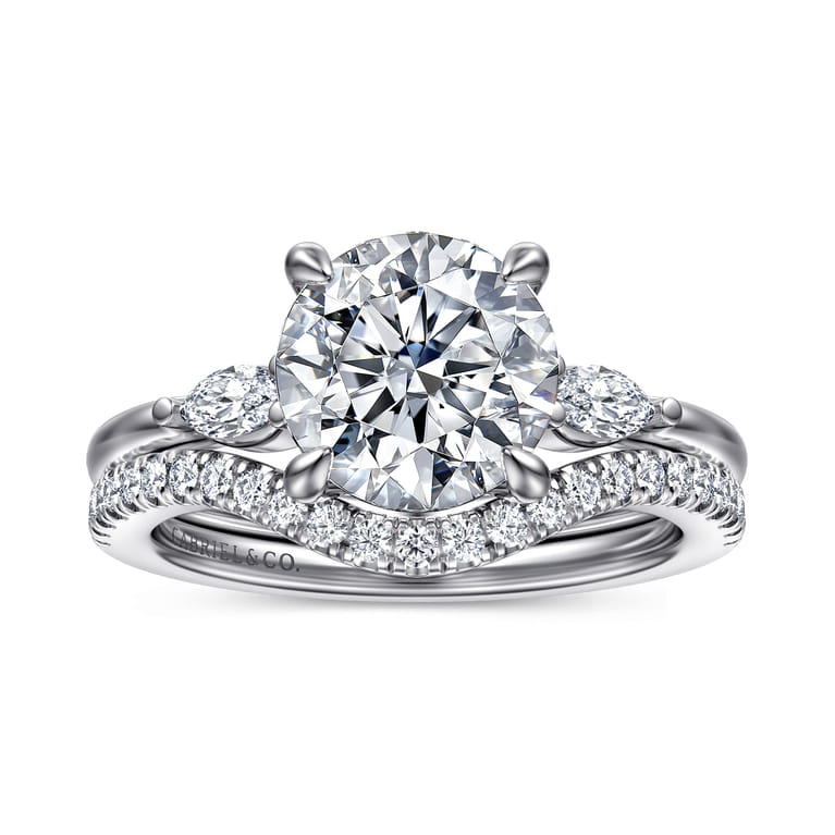 Dela - 14K White Gold Round Three Stone Diamond Engagement Ring - 0.17 ct - Shot 4