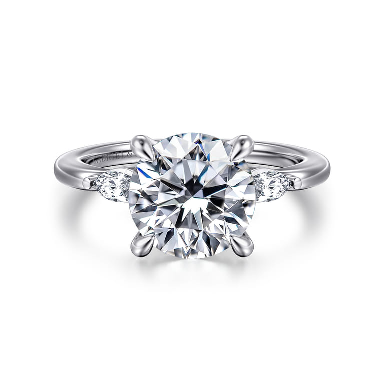 Dela - 14K White Gold Round Three Stone Diamond Engagement Ring - 0.17 ct - Shot 1
