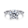 Dela - 14K White Gold Round Three Stone Diamond Engagement Ring - 0.17 ct