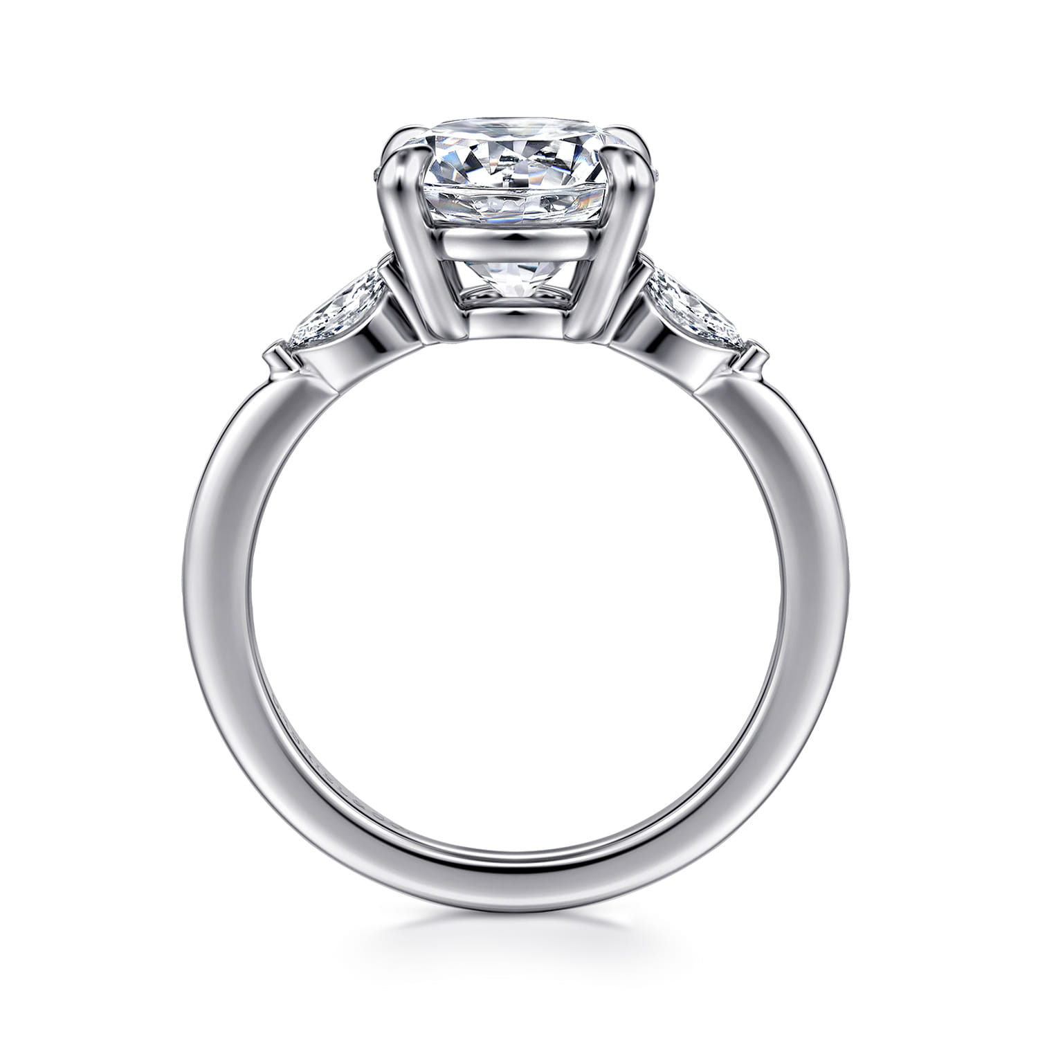 Dela - 14K White Gold Round Three Stone Diamond Engagement Ring - 0.17 ct - Shot 2