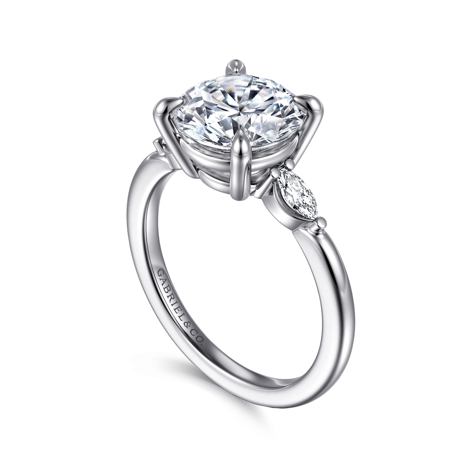 Dela - 14K White Gold Round Three Stone Diamond Engagement Ring - 0.17 ct - Shot 3