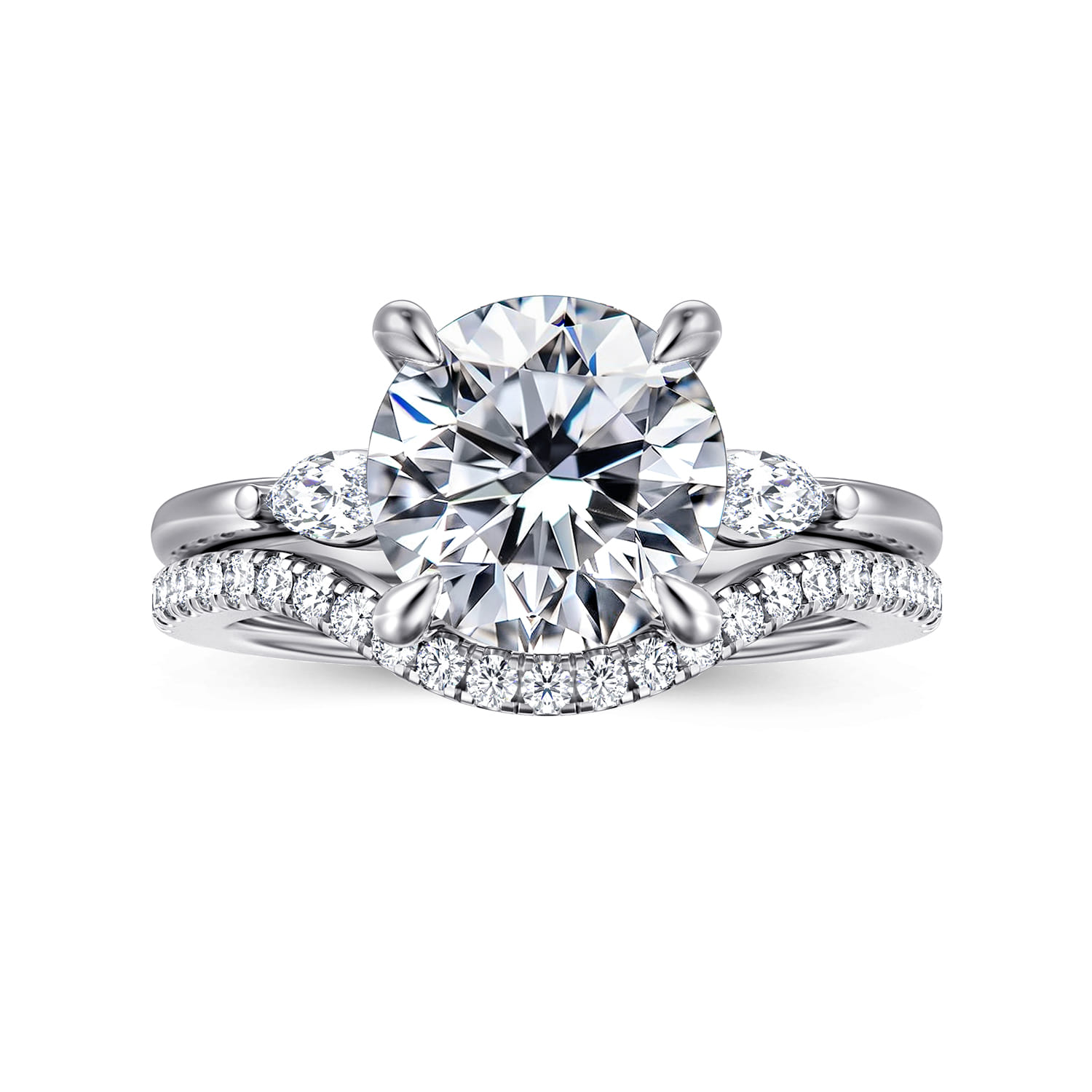 Dela - 14K White Gold Round Three Stone Diamond Engagement Ring - 0.17 ct - Shot 4