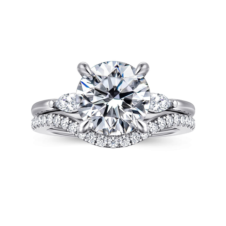 Dela - 14K White Gold Round Three Stone Diamond Engagement Ring - 0.17 ct - Shot 4