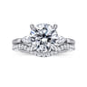 Dela - 14K White Gold Round Three Stone Diamond Engagement Ring - 0.17 ct