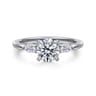 Dela - 14K White Gold Round Three Stone Diamond Engagement Ring - 0.17 ct