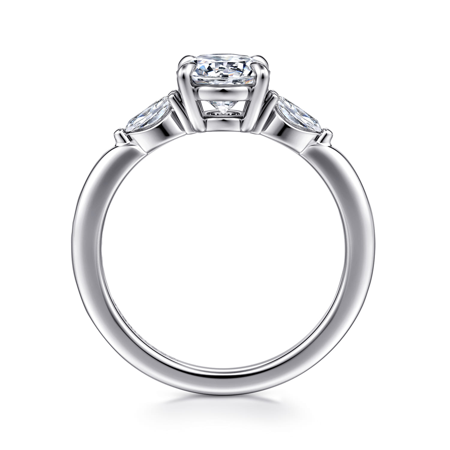 Dela - 14K White Gold Round Three Stone Diamond Engagement Ring - 0.17 ct - Shot 2