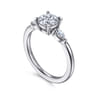 Dela - 14K White Gold Round Three Stone Diamond Engagement Ring - 0.17 ct
