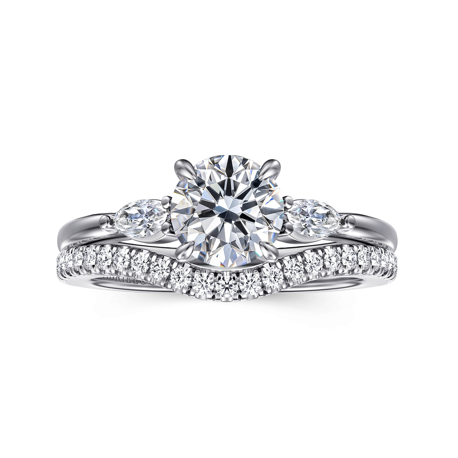 Dela - 14K White Gold Round Three Stone Diamond Engagement Ring - 0.17 ct - Shot 4