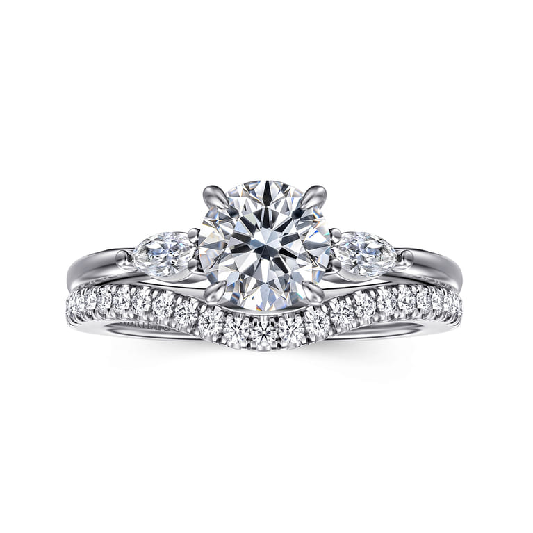 Dela - 14K White Gold Round Three Stone Diamond Engagement Ring - 0.17 ct - Shot 4