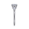 Dela - 14K White Gold Round Three Stone Diamond Engagement Ring - 0.17 ct