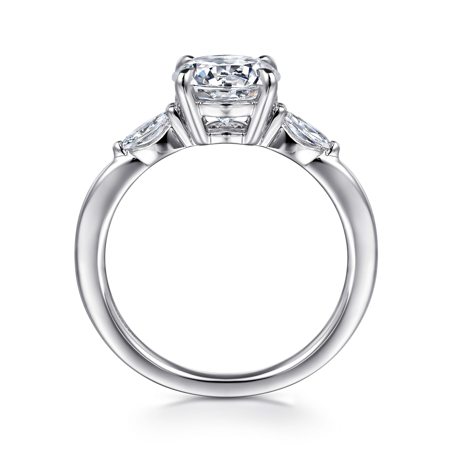 Dela - 14K White Gold Round Three Stone Diamond Engagement Ring - 0.17 ct - Shot 2