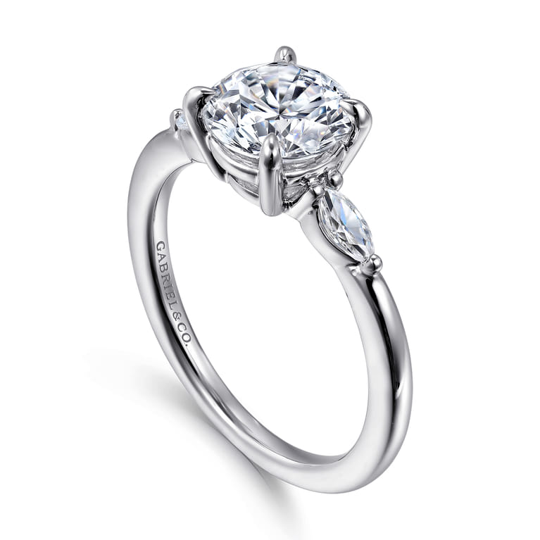 Dela - 14K White Gold Round Three Stone Diamond Engagement Ring - 0.17 ct - Shot 3
