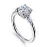 Dela - 14K White Gold Round Three Stone Diamond Engagement Ring - 0.17 ct