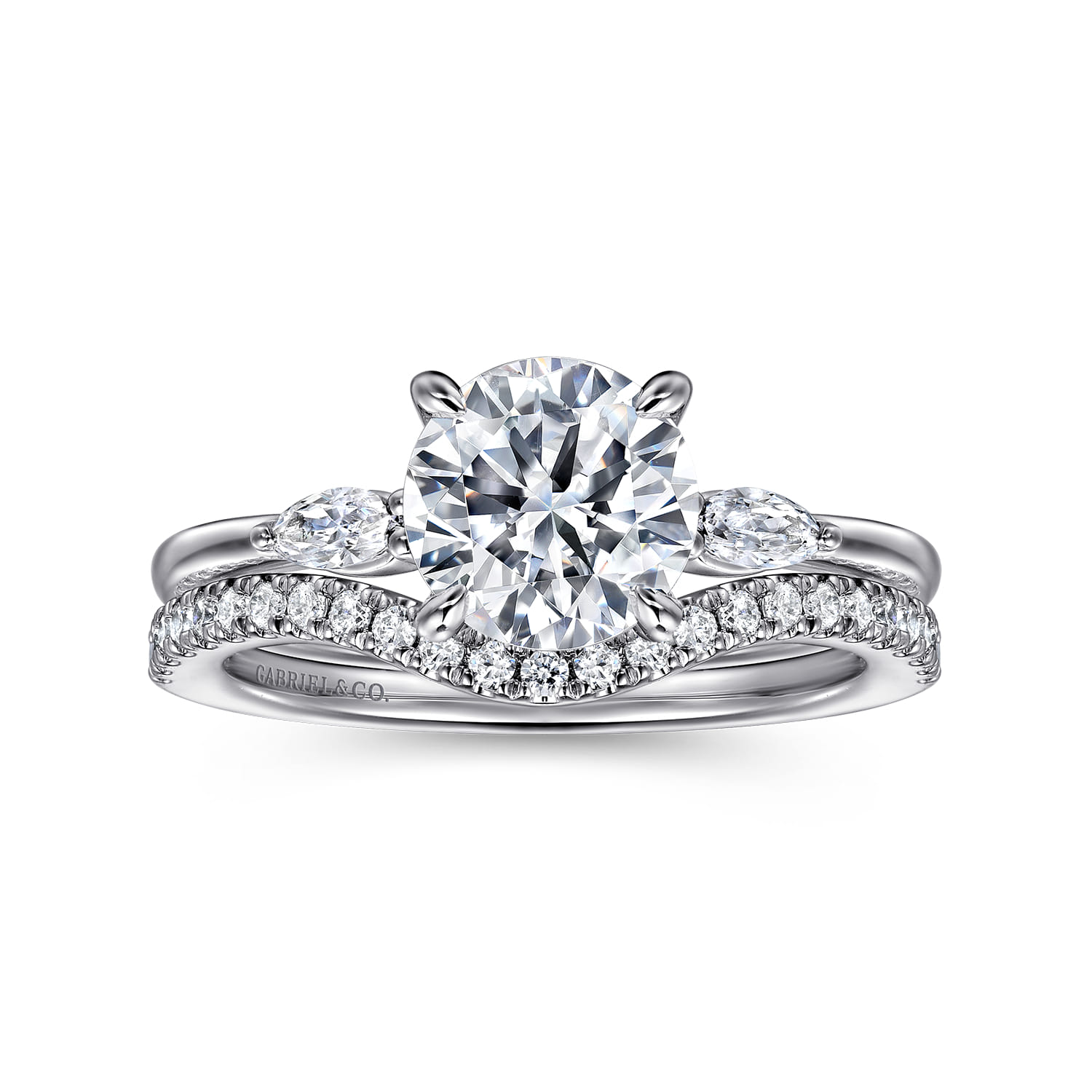 Dela - 14K White Gold Round Three Stone Diamond Engagement Ring - 0.17 ct - Shot 4