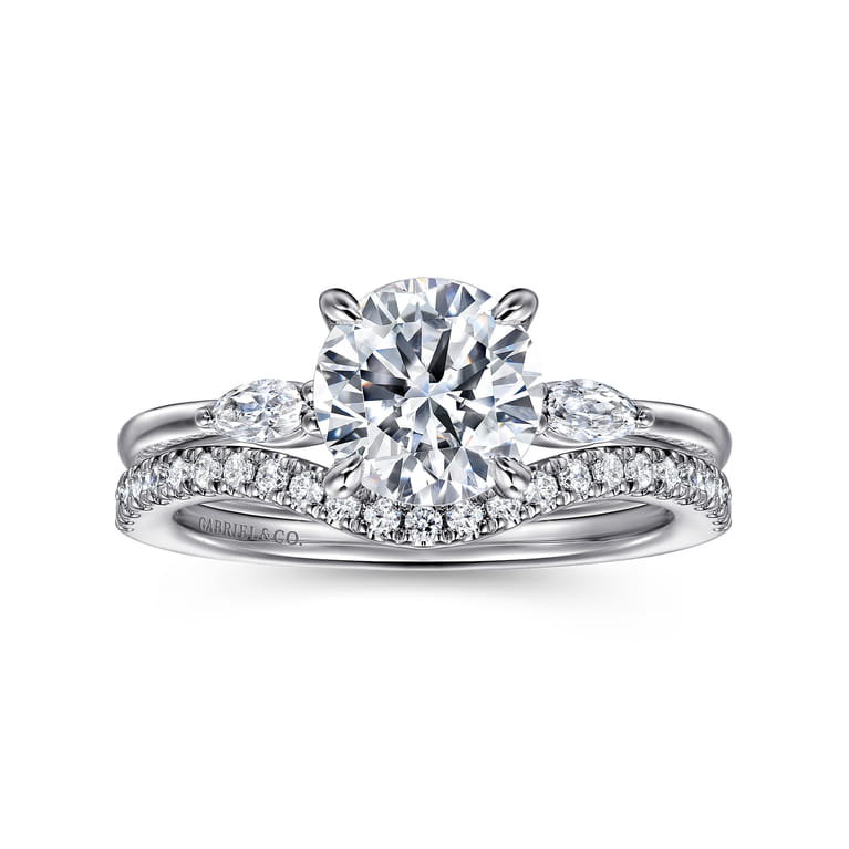 Dela - 14K White Gold Round Three Stone Diamond Engagement Ring - 0.17 ct - Shot 4