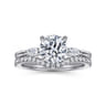 Dela - 14K White Gold Round Three Stone Diamond Engagement Ring - 0.17 ct