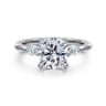Dela - 14K White Gold Round Three Stone Diamond Engagement Ring - 0.17 ct