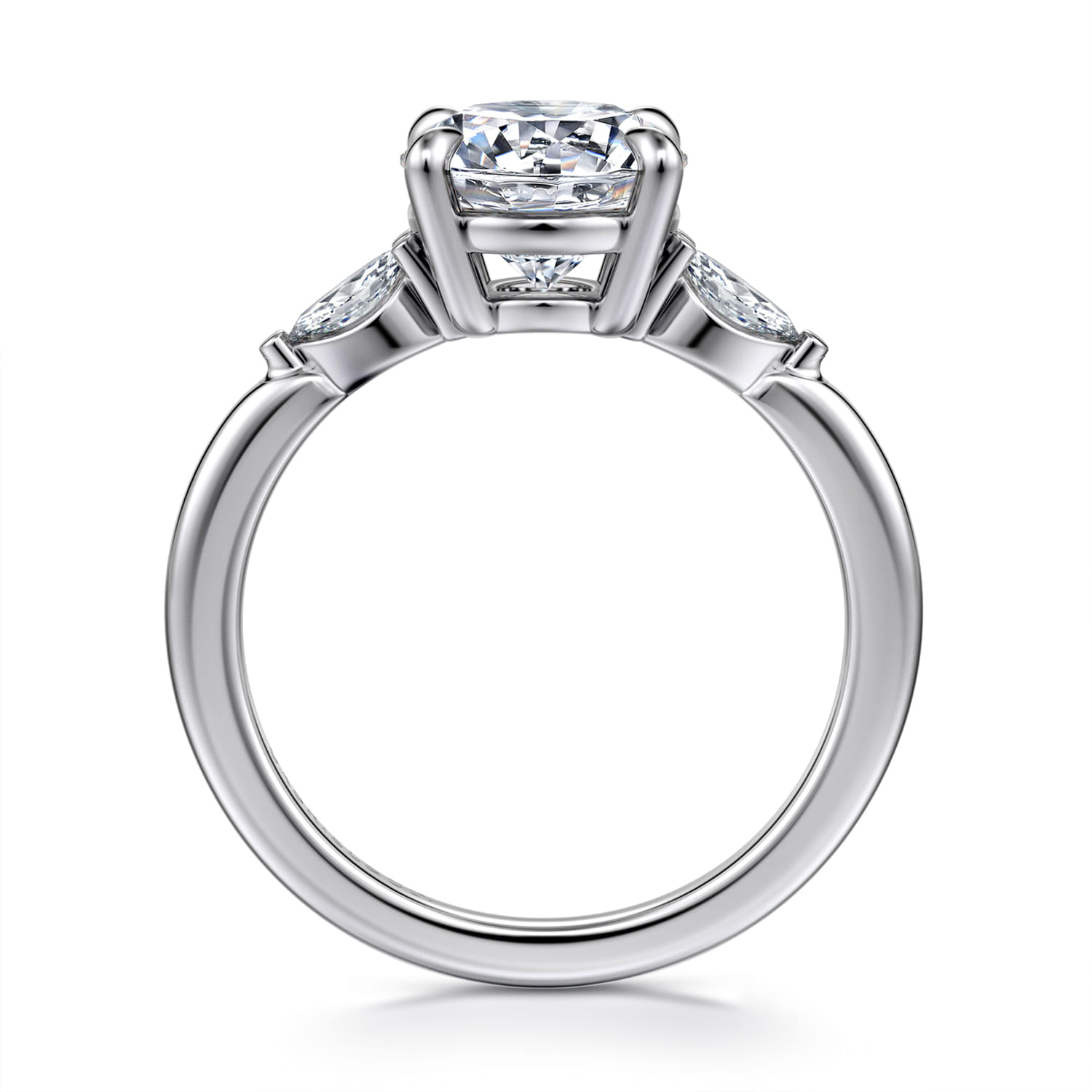 Dela - 14K White Gold Round Three Stone Diamond Engagement Ring - 0.17 ct - Shot 2