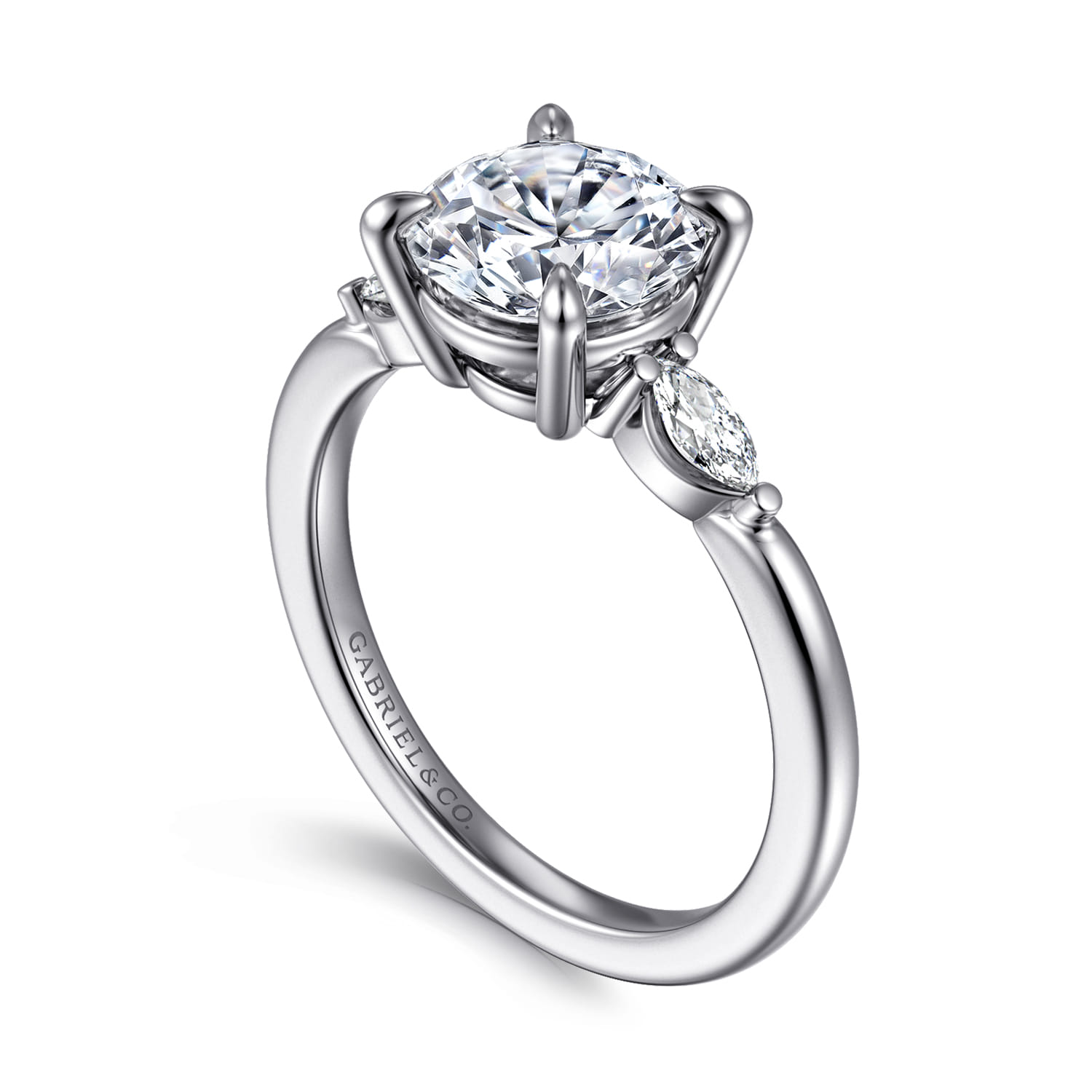 Dela - 14K White Gold Round Three Stone Diamond Engagement Ring - 0.17 ct - Shot 3