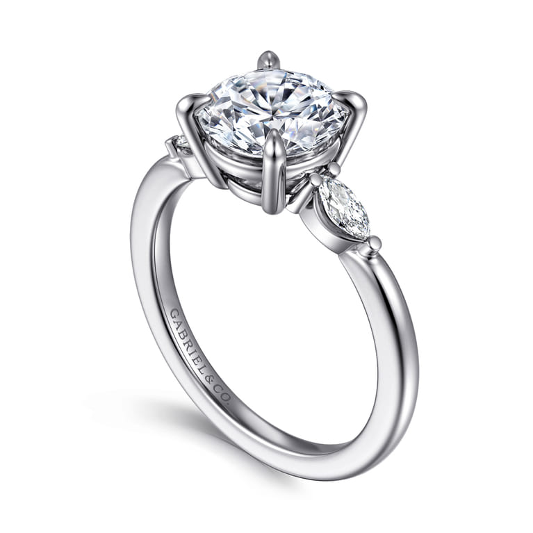 Dela - 14K White Gold Round Three Stone Diamond Engagement Ring - 0.17 ct - Shot 3