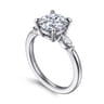 Dela - 14K White Gold Round Three Stone Diamond Engagement Ring - 0.17 ct