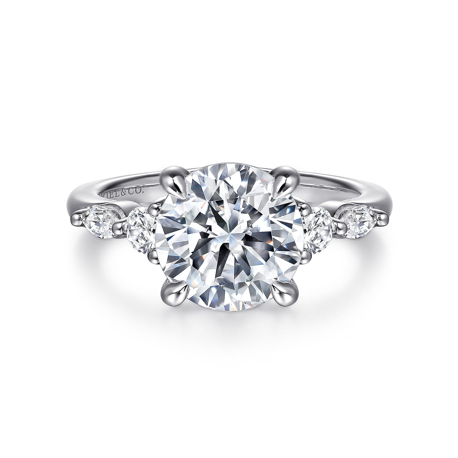 Cian - 14K White Gold Round Five Stone Diamond Engagement Ring - 0.34 ct - Shot 1