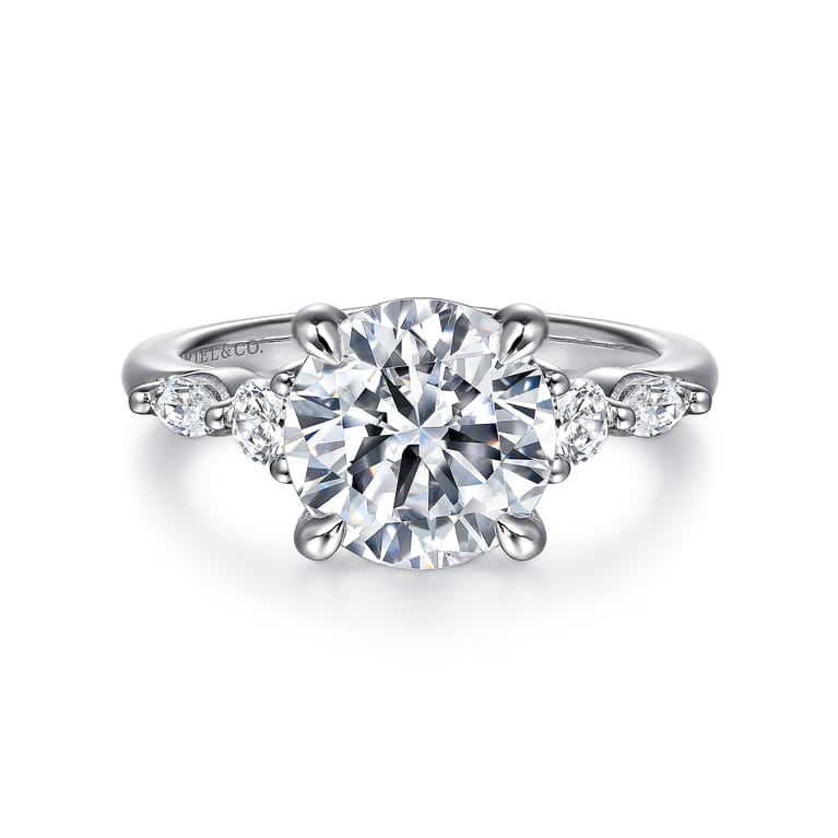 Cian - 14K White Gold Round Five Stone Diamond Engagement Ring - 0.34 ct - Shot 1
