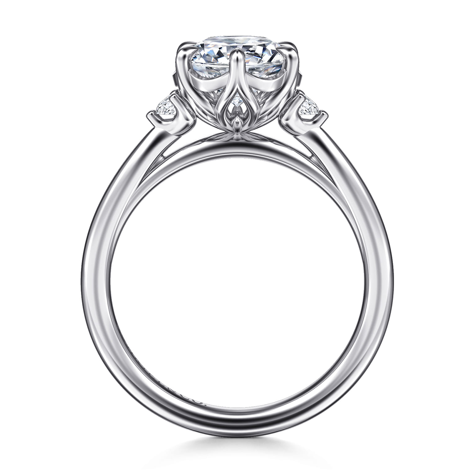 Blaise - 14K White Gold Round Three Stone Diamond Engagement Ring - 0.08 ct - Shot 2