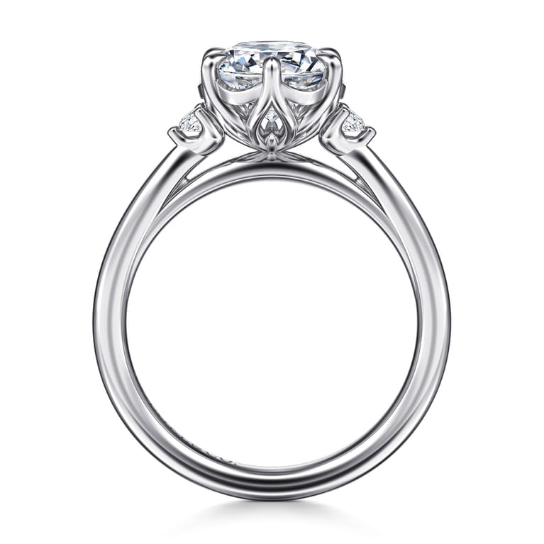 Blaise - 14K White Gold Round Three Stone Diamond Engagement Ring - 0.08 ct - Shot 2