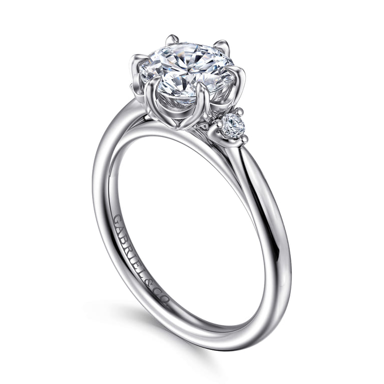 Blaise - 14K White Gold Round Three Stone Diamond Engagement Ring - 0.08 ct - Shot 3