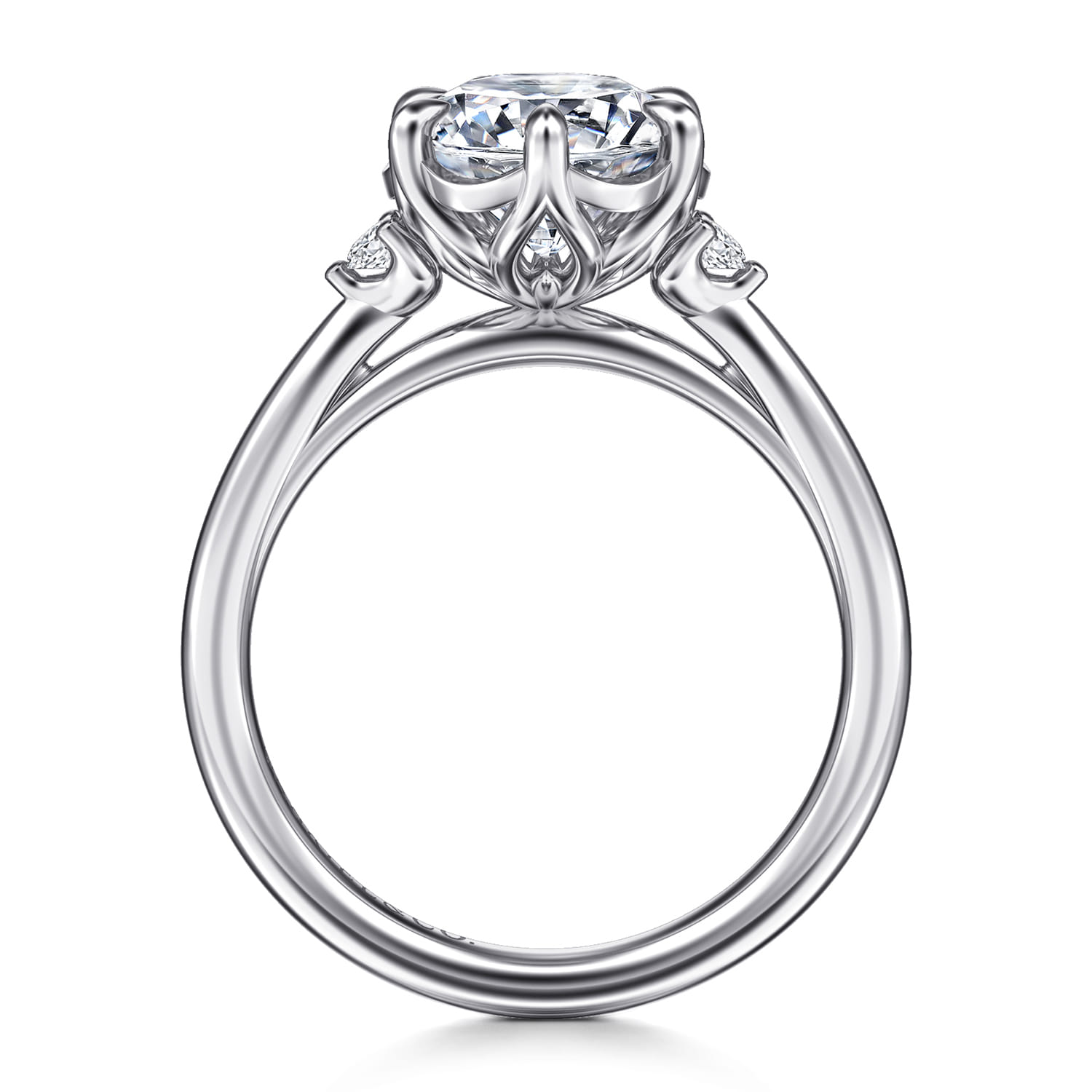 Blaise - 14K White Gold Round Three Stone Diamond Engagement Ring - 0.08 ct - Shot 2