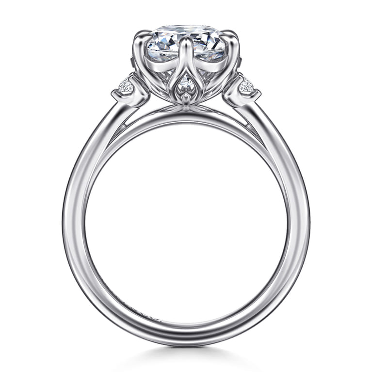 Blaise - 14K White Gold Round Three Stone Diamond Engagement Ring - 0.08 ct - Shot 2