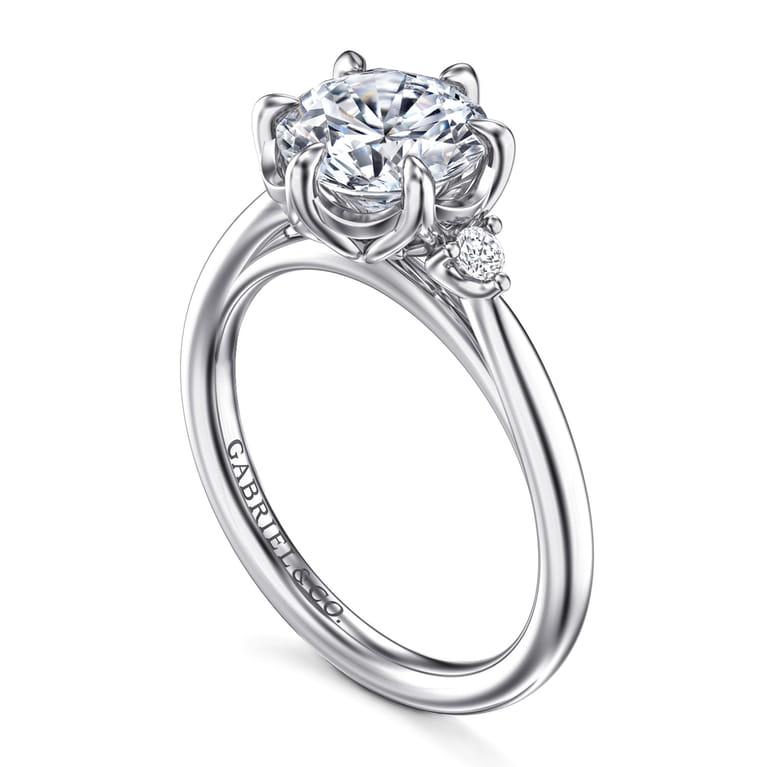 Blaise - 14K White Gold Round Three Stone Diamond Engagement Ring - 0.08 ct - Shot 3