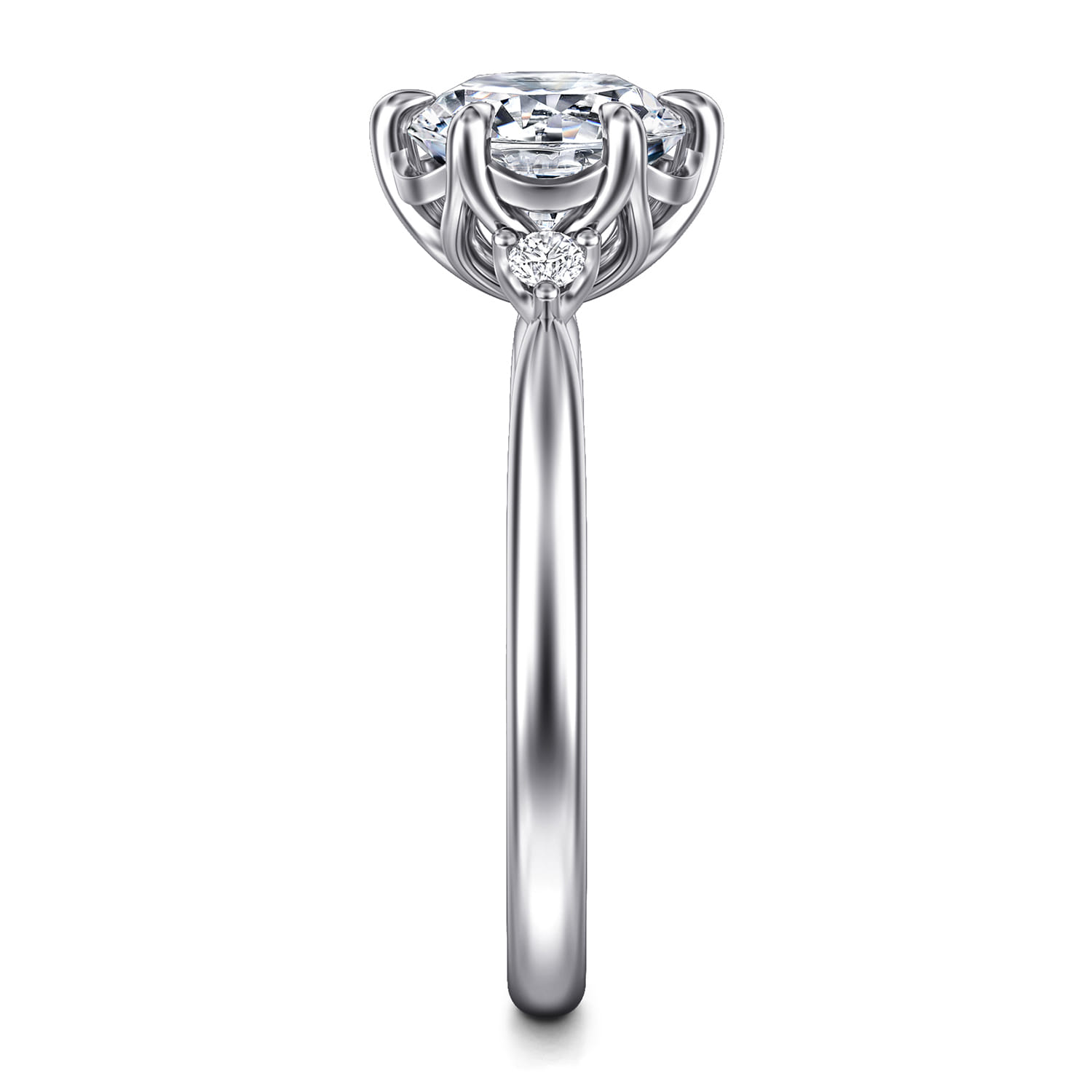 Blaise - 14K White Gold Round Three Stone Diamond Engagement Ring - 0.08 ct - Shot 5