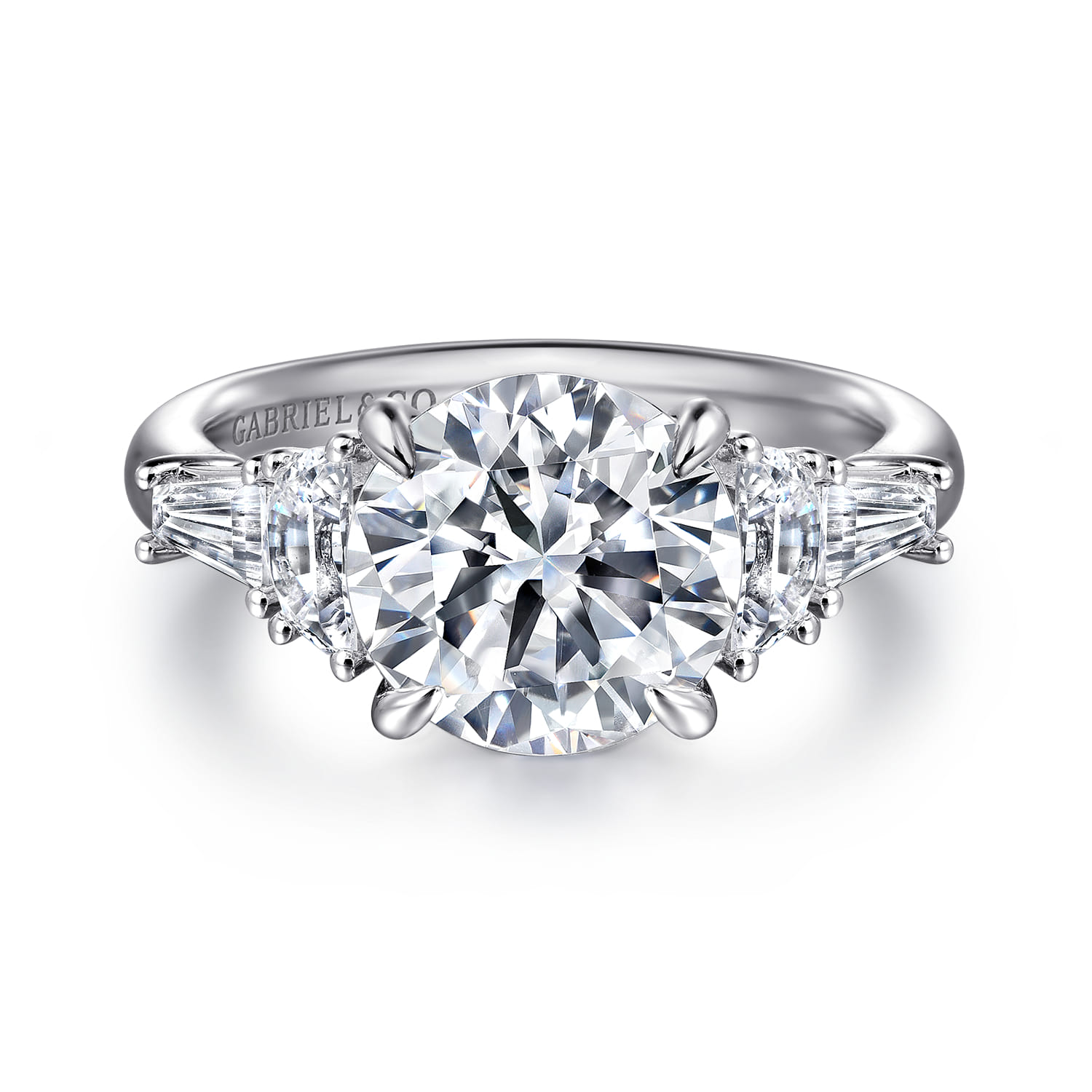 Arielle - 14K White Gold Round Five Stone Diamond Engagement Ring - 0.8 ct - Shot 1