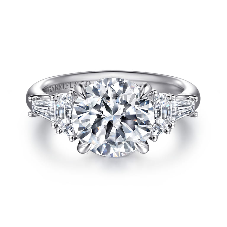 Arielle - 14K White Gold Round Five Stone Diamond Engagement Ring - 0.8 ct - Shot 1