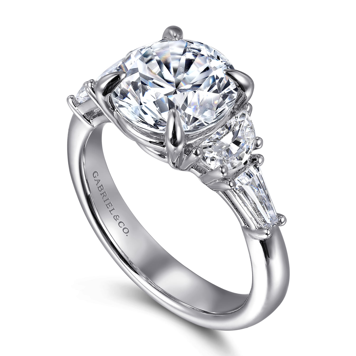 Arielle - 14K White Gold Round Five Stone Diamond Engagement Ring - 0.8 ct - Shot 3
