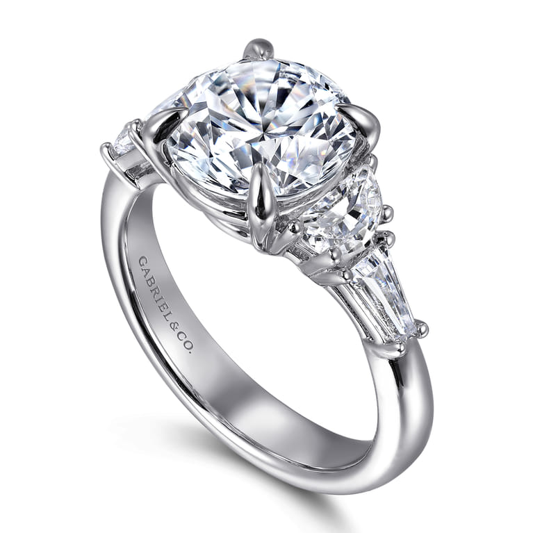 Arielle - 14K White Gold Round Five Stone Diamond Engagement Ring - 0.8 ct - Shot 3