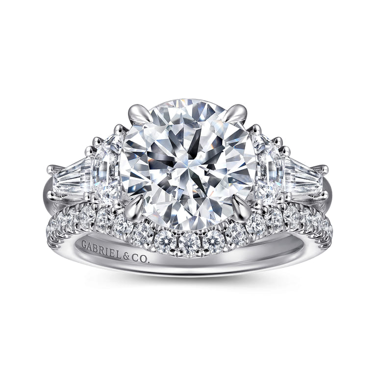 Arielle - 14K White Gold Round Five Stone Diamond Engagement Ring - 0.8 ct - Shot 4
