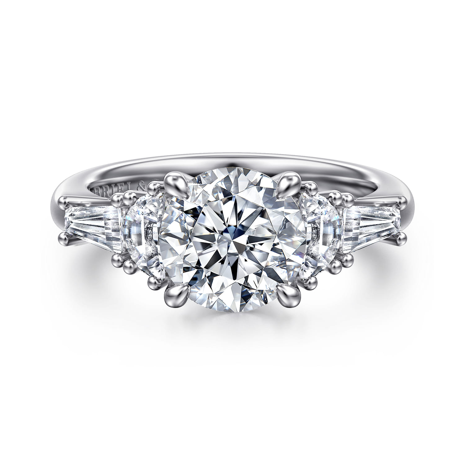 Arielle - 14K White Gold Five Stone Round Diamond Engagement Ring - 0.8 ct - Shot 1