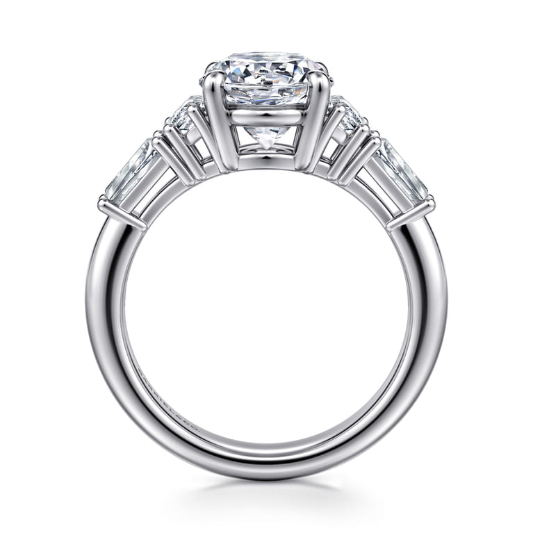 Arielle - 14K White Gold Five Stone Round Diamond Engagement Ring - 0.8 ct - Shot 2