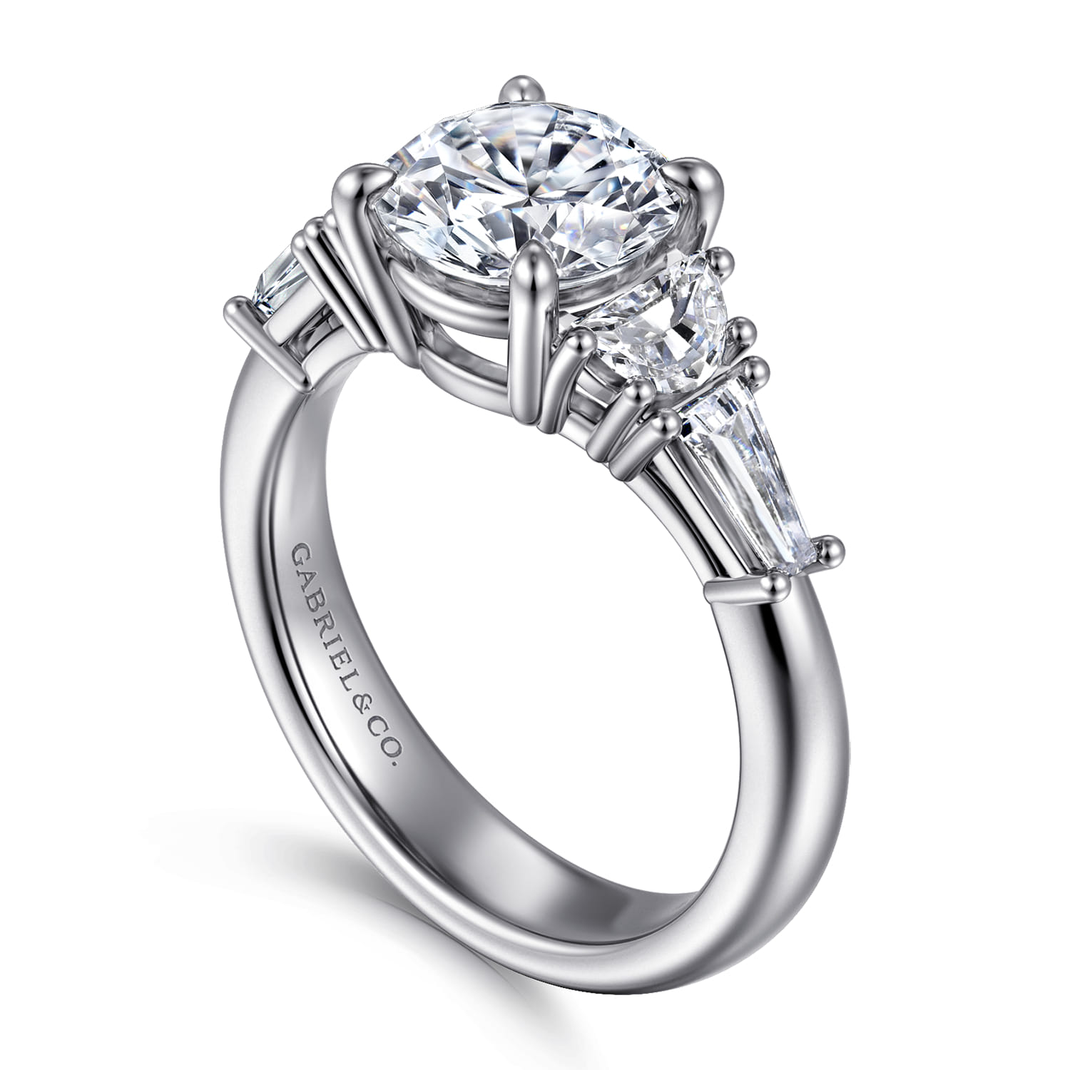 Arielle - 14K White Gold Five Stone Round Diamond Engagement Ring - 0.8 ct - Shot 3